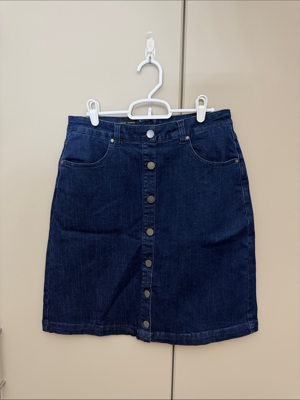 Dark Blue Denim Button-Front Women's Skirt